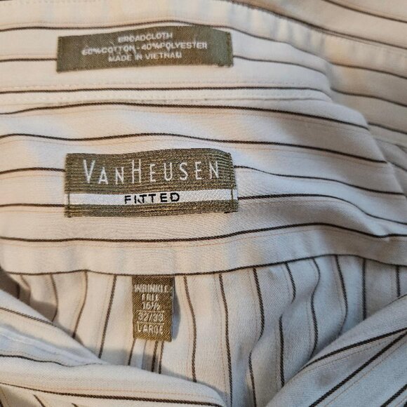 Van Heusen Fitted Men`s Striped Button down Collar Dress Shirt L - Picture 3 of 3